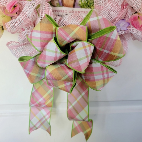 Easter Cottontail Inn Sign Bunny in a Teapot Deco Mesh Bow Floral Rabbit - Picture 7 of 8